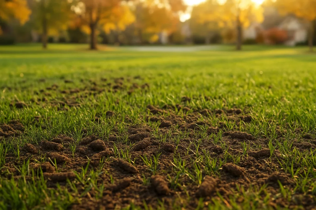aeration and overseeding a green lawn in early fall