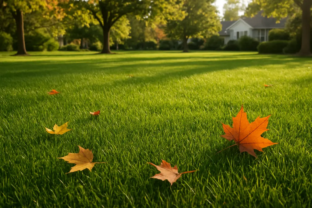 how often to aerate your lawn - healthy green fall lawn