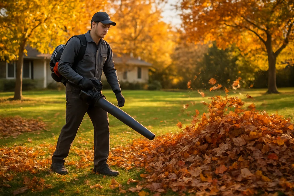 leaf removal cost - clearing fall leaves from a lawn